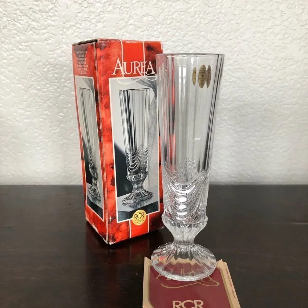 Vintage Aurea Crystal Glass Elegant Bud Vase